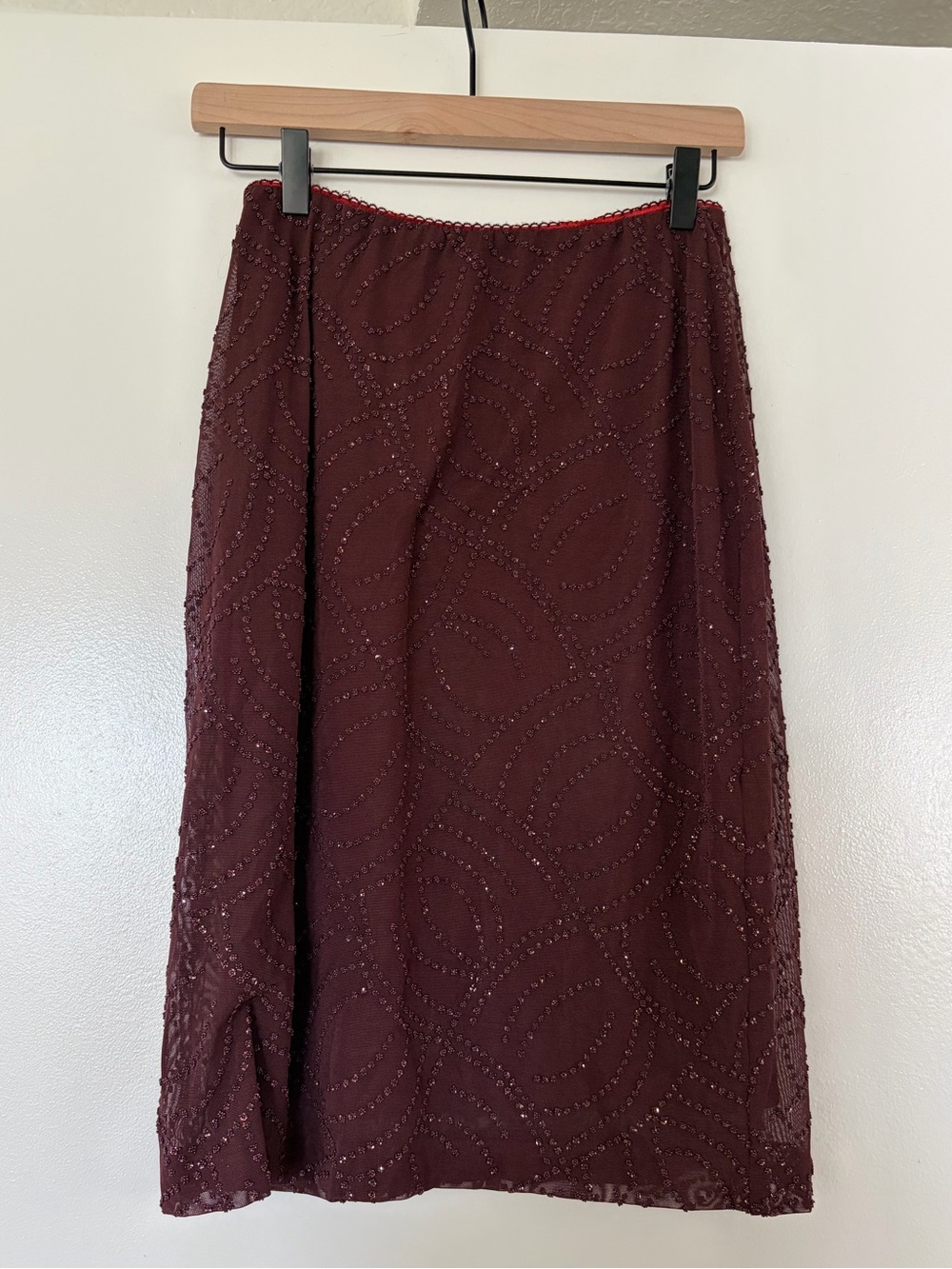 Arden B Beaded Burgundy Skirt